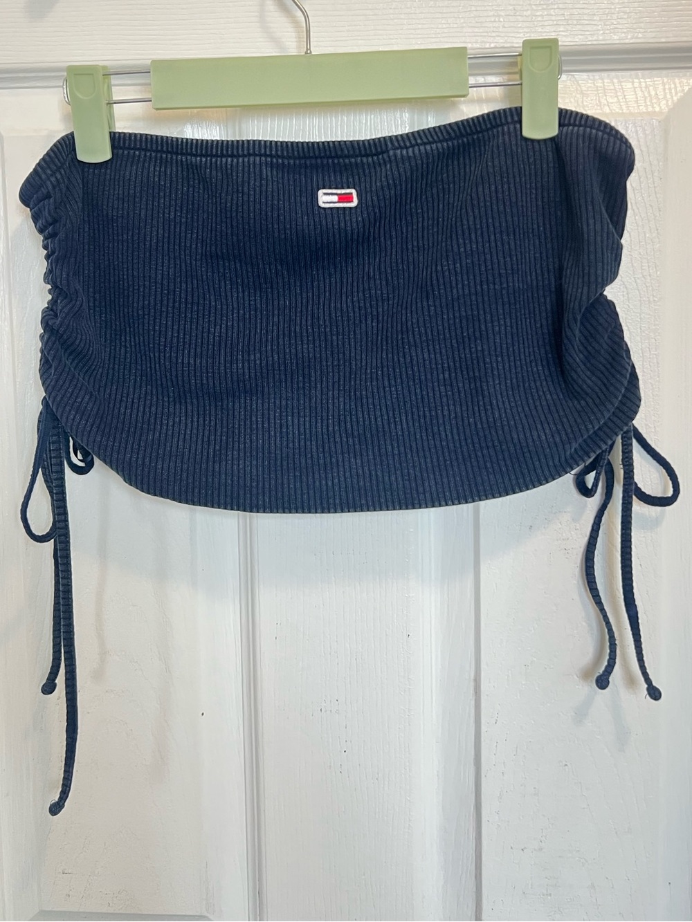Tommy Hilfiger Cropped Ribbed Tube Top with Side Ties